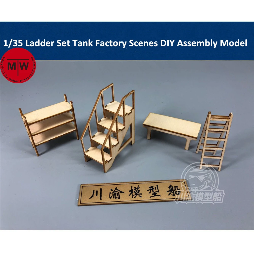 1/35 Leiter Ladder Set Tank Fabrik Garage Shop Scenes Werkzeug DIY Hölzern Model