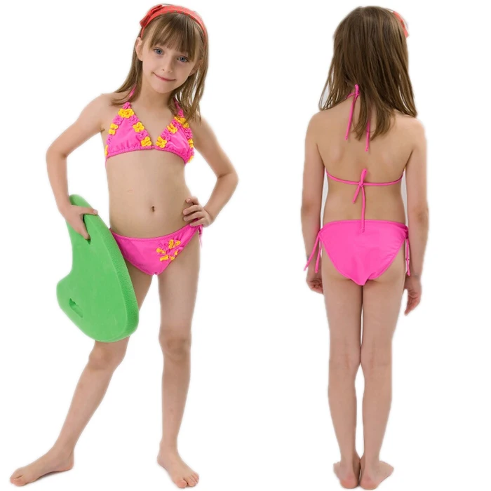 salami zelf optocht Cute Children Girl Triangle Halter Bikinis Swimwear Kids Summer Outdoor  Beachwear Two Pieces Bathing Suit Pink Yelllow - Two Pieces - AliExpress