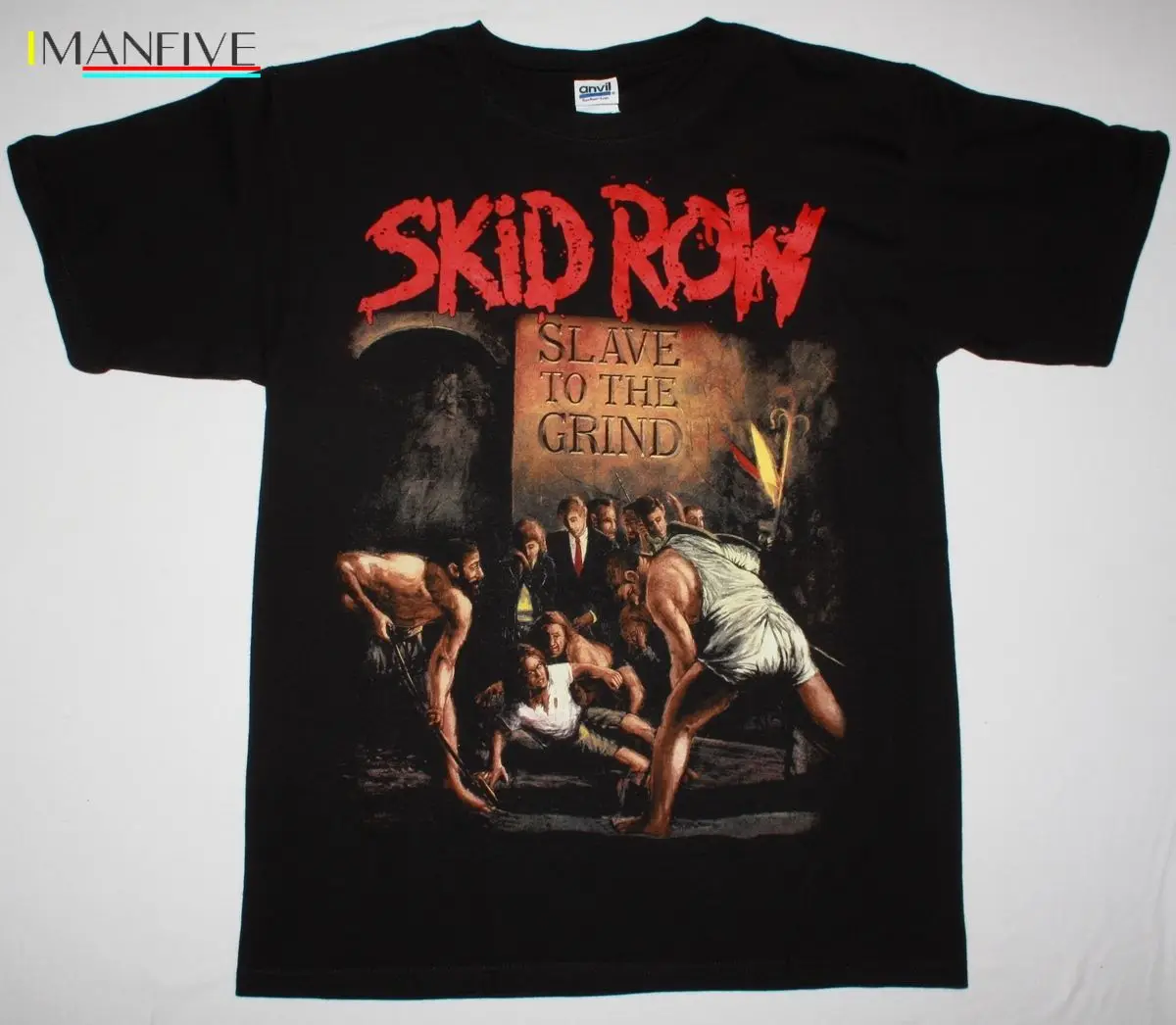 

SKID ROW SLAVE TO THE GRIND'91 GLAM ROCK SKIDROW DOKKEN RATT NEW BLACK T-SHIRT