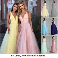 Новое поступление Сексуальное вечернее платье с V-образной спиной и Спагетти Ремнем Элегантное шифоное длинное вечернее платье с открытой спиной