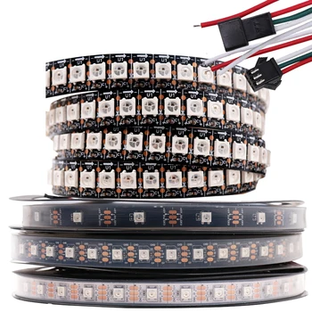 

DC5V 1m 2m 5m WS2812B RGB individually addressable Smart led pixel strip,30 60 144 leds/m WS2812 IC, Upgrated WS2811 Waterproof
