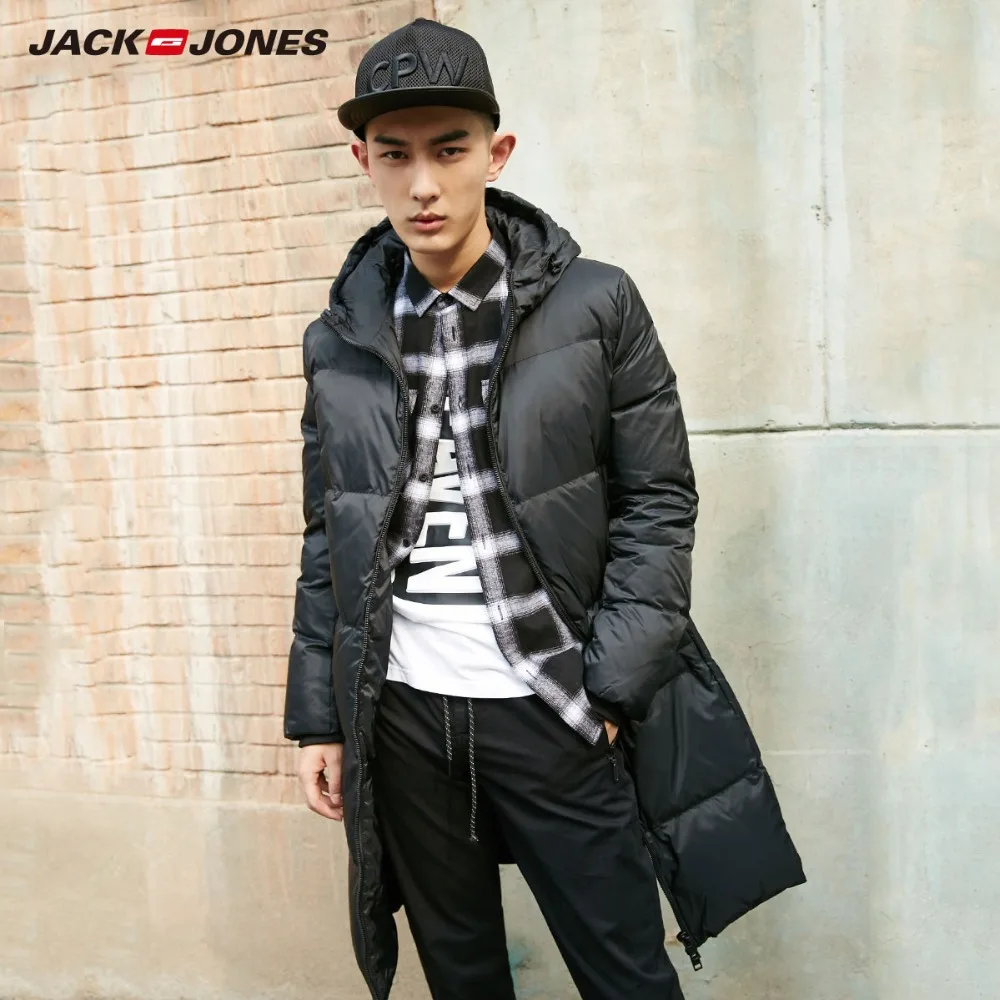 JackJones Мужская зимняя длинная пуховая куртка с капюшоном длинное пальто Парка