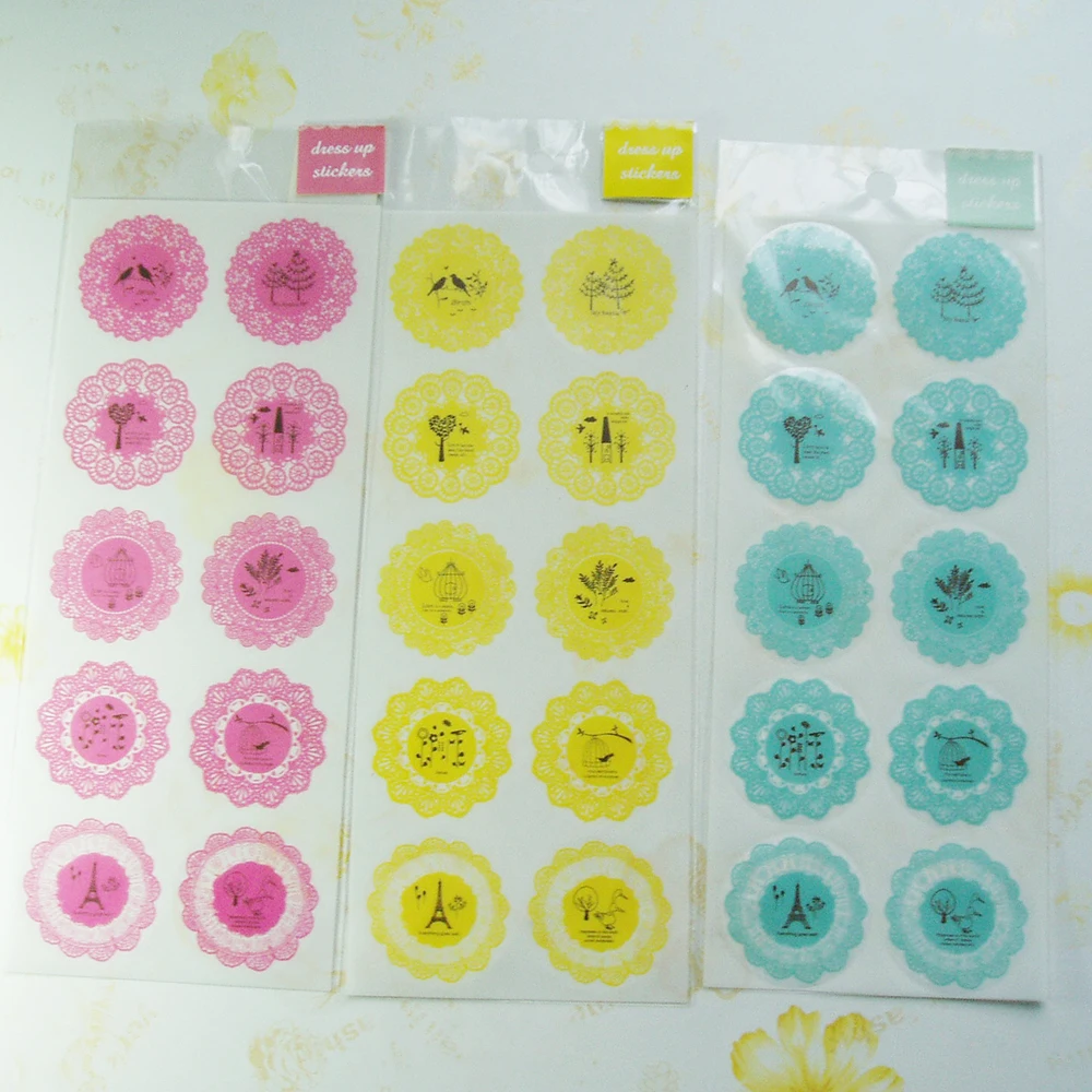 

150pcs/ lot transparent deco sticker lace pattern stamp