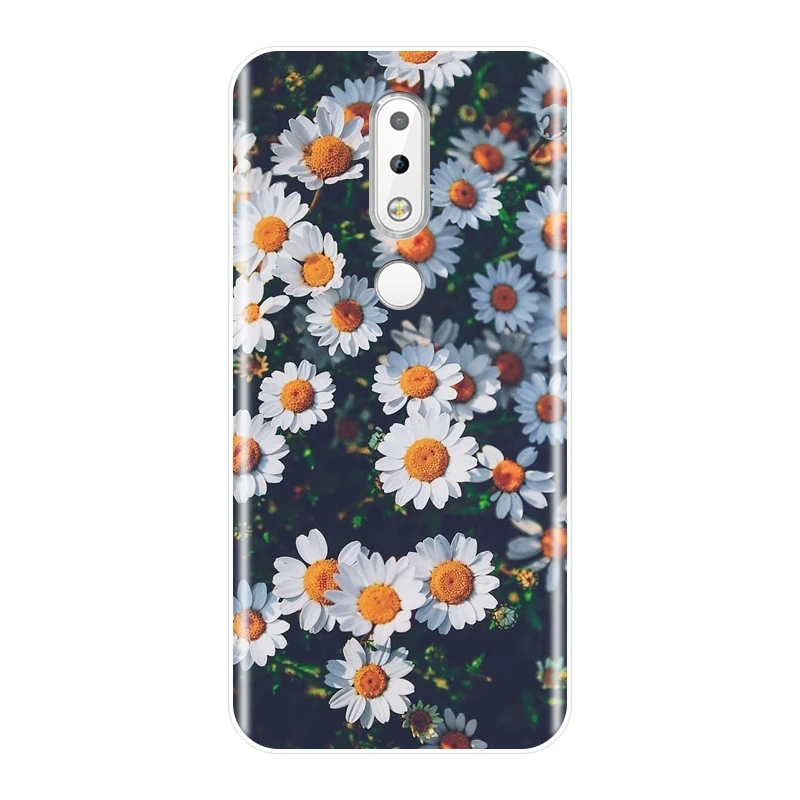 Задняя крышка из ТПУ с цветочным рисунком розы для Nokia 7 1 6 5 3 2 Plus Мягкий