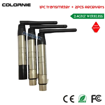

Free Shipping 2.4G Wireless DMX512 Transmitter and Receiver, 1 Male and 2 Female