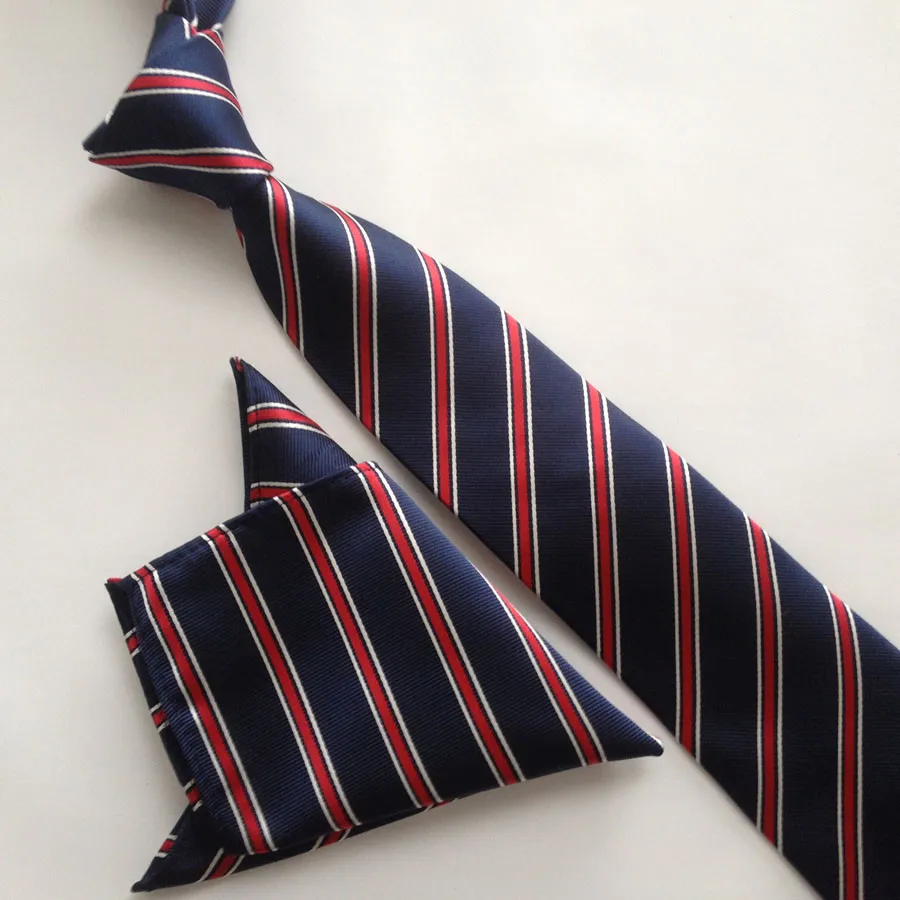 Модные галстуки 8 см строгий галстук темно-синий с красными и белыми диагональными полосками галстук тканый квадратный карман