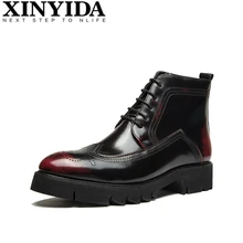 Новое поступление; мужские кожаные ботинки на шнуровке; повседневные Ботинки martin на толстой подошве; ботильоны; модные мужские ботинки в байкерском стиле; Size38-44