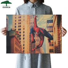 DLKKLB Marvel Super Hero Vintage Poster Spiderman Bar Café decoración del hogar pegatina de pared Vintage pintura decorativa 51.5x35cm