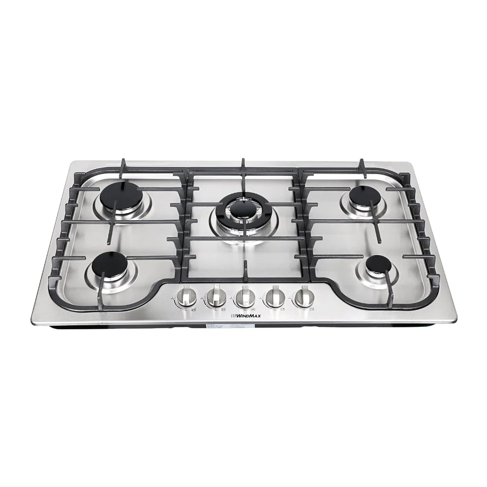 US Seller WindMax 34" Stainless Steel 5 Burner Built In Stoves Gas