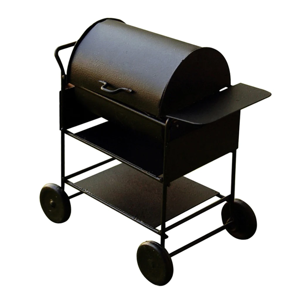 1:12 Kitchen Mini BBQ Grill Barbecue Oven Dollhouse Miniature Dolls House Garden Decoration Black