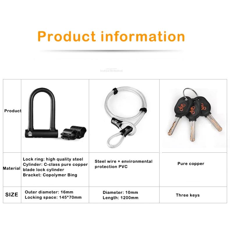 INBIKE, новинка, u-замок, для велосипеда, защита от кражи, стальной трос, замок, для предотвращения подвешивания, для мотоциклетных ворот, заборы, безопасность, для велоспорта, MTB, 3 ключа