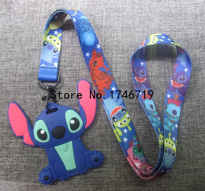 

Retail 1 pcs Stitch Name Credit Card Holders With Lanyard Bank Card Neck Strap Card Bus ID Holders key chains V-58
