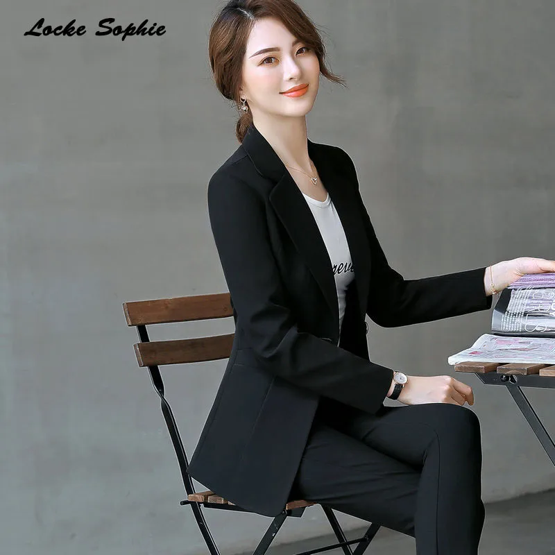 1pcs Women's Plus size Blazers coats 2019 Autumn cotton blend stripe Long sleeves Small Suits jackets ladies Skinny Blazers Suit