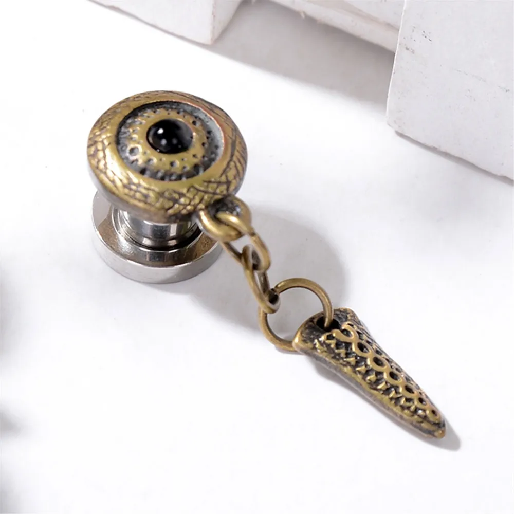

1PC Vintage 6-16mm Stainless Steel Bronze Pendant Auricle Pulley Ear Plugs Expansion Fake Stretchers Jewelry