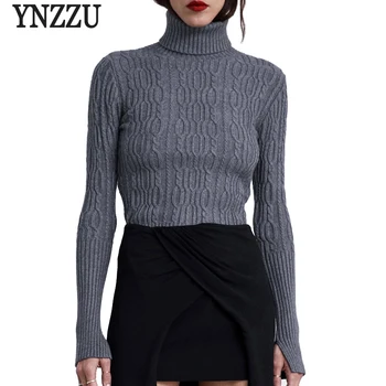 

YNZZU 2019 New Spring Women Sweaters and Pullovers Turtleneck Elegant Knitted Women Tops Elastic Sweater Women Pull Femme YT500