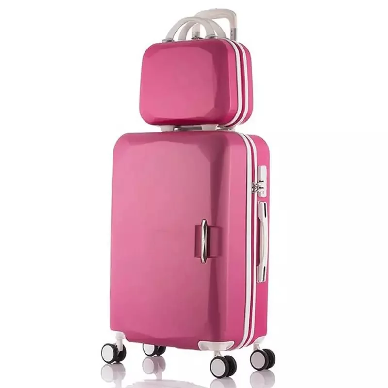 ABS+ PC Дорожный чемодан-тележка багаж на колёсиках 20 дюймов чемодан для переноски в каюте вращающиеся колеса 26 большая багажная сумка для женщин и мужчин - Цвет: rose red set