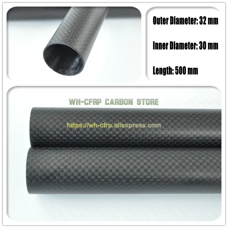 

32mm ODx 30mm ID Carbon Fiber Tube 3k 500MM Long (Roll Wrapped) carbon pipe , with 100% full carbon, Japan 3k improve material