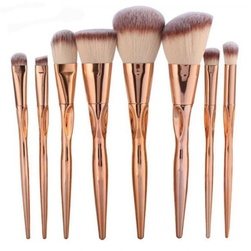 

4/8pcs A Set Metal Makeup Brushes Cosmetic Face Foundation Power Eyeshadow Blush Make Up Brush Kit Maquiagem Cotton Pad Dfdf