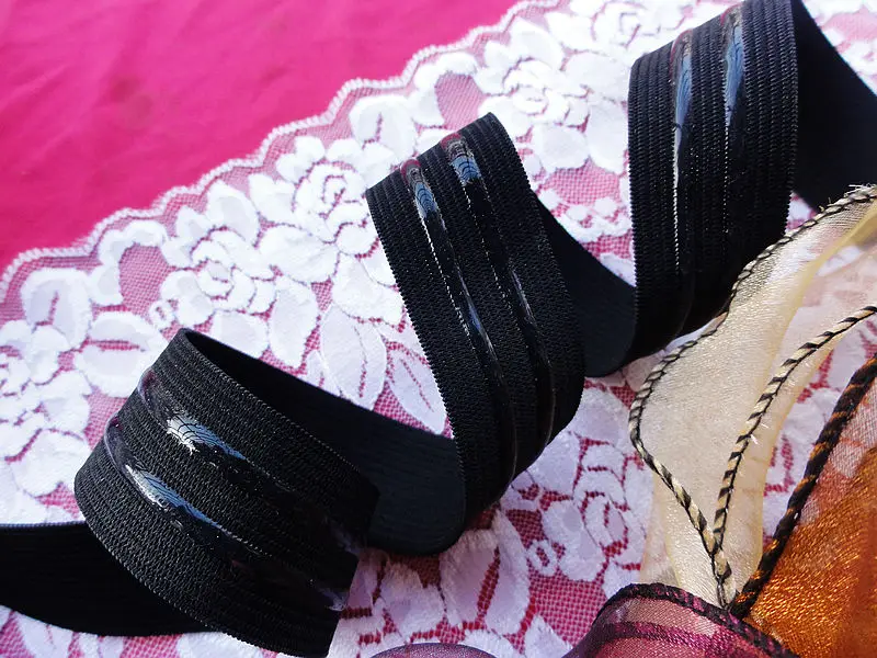 7/8" black silicone skid free elastic gripper for sewing diy extra grip