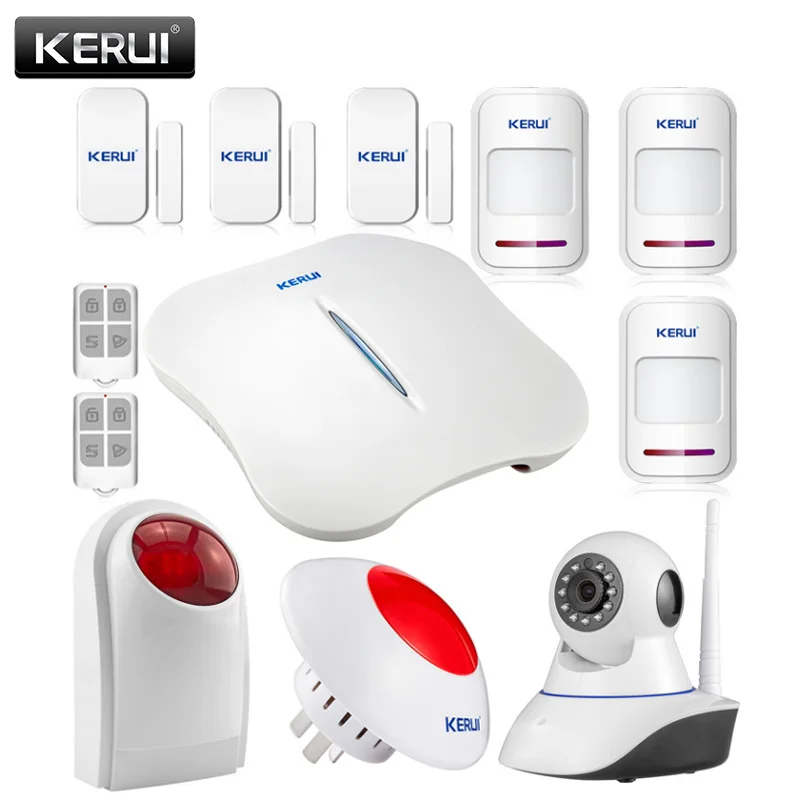 2017 KERUI W1 2.4G WiFi PTSN Wireless Burglar Security Alarm System with IP camera Detector for home house store office