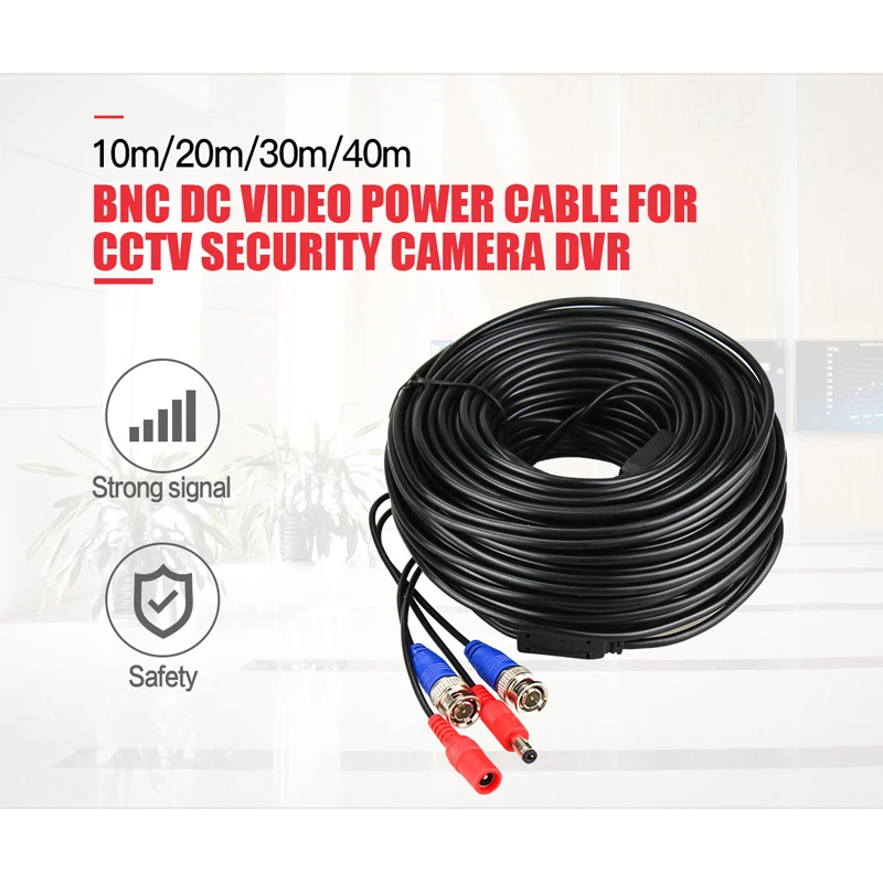 H. View 4 шт. 30 м 100 футов CCTV кабель BNC& DC штекер видео кабель питания для проводной AHD камеры DVR системы видеонаблюдения Аксессуары