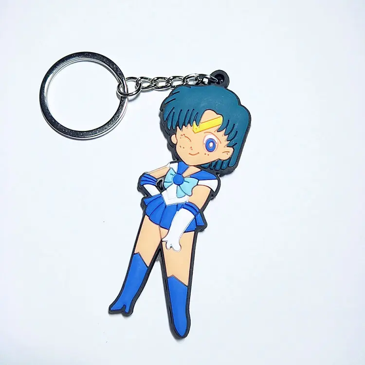 Bonito Sailor Moon dibujos PVC llavero mercurio Marte Júpiter moda cute silicona para llaves regalo pendiente de la joyería del bolso
