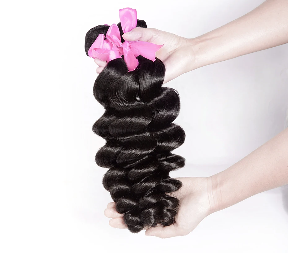 Best 8A Human Hair Bundles With Closure Peruvian Virgin Hair Loose Wave Hair Weave Free Shipping DJS BEAUTY 1