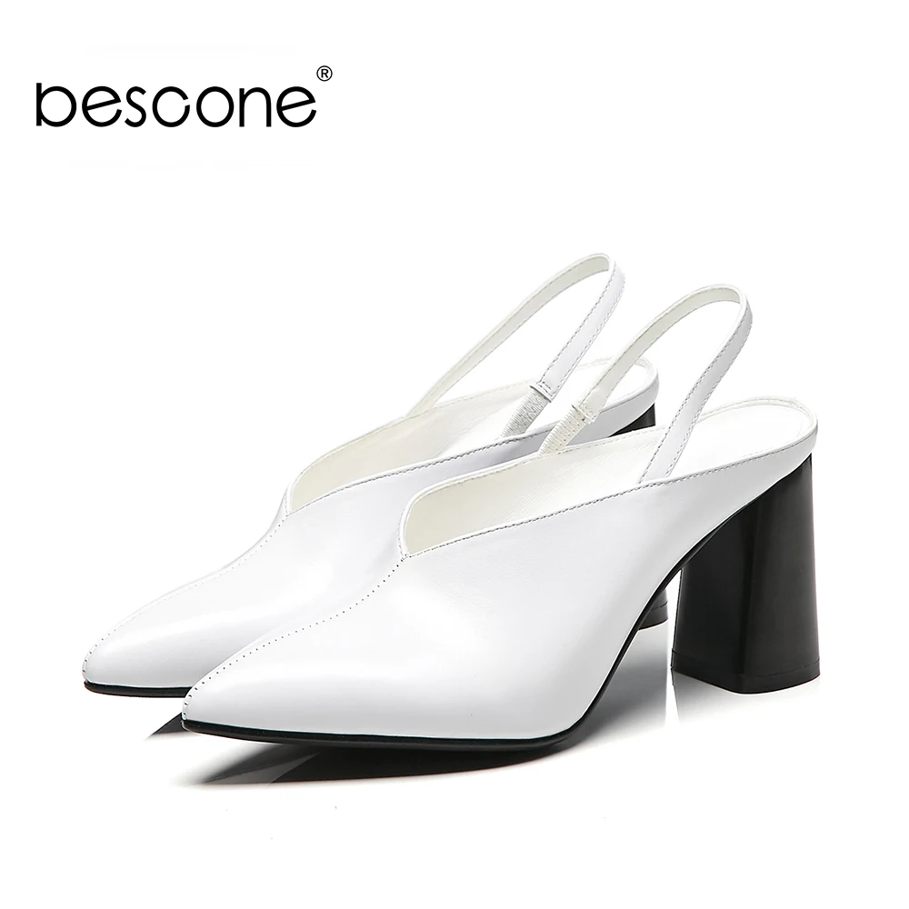 BESCONE Genuine Leather Women Shoes Elegant High Quality Handmade Pointed Toe Office Pumps Spring High Square Heels Pumps BO33 BESCONE Genuine Leather Women Shoes Elegant High Quality Handmade Pointed Toe Office Pumps Spring High Square Heels Pumps BO33