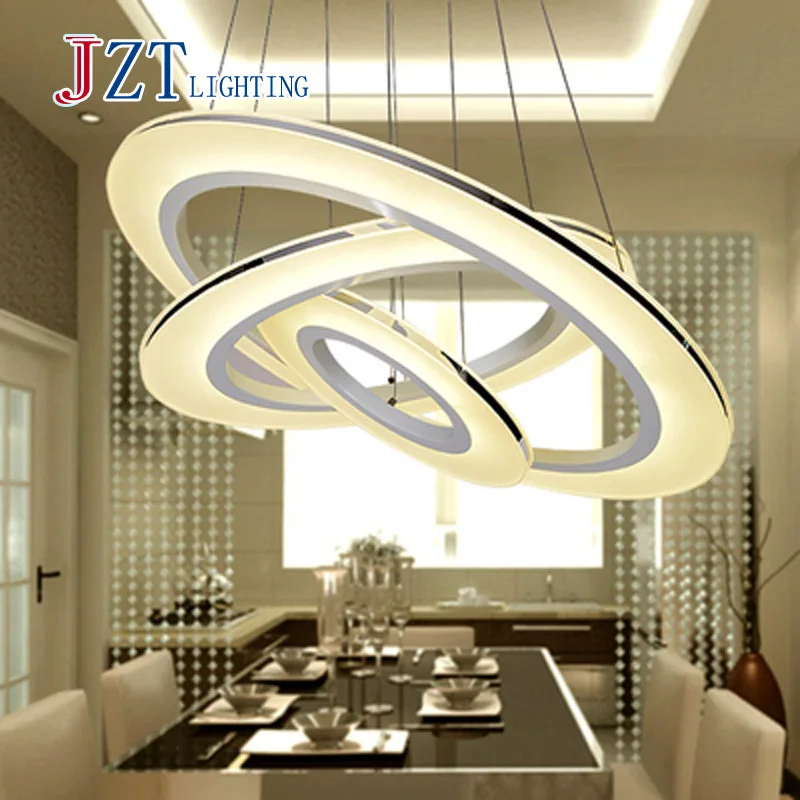 

T Simple artistical Pendant Light With LED Chips Fish Wire American Acylic lamp For Foyer Dining Room Ring Shape For Office