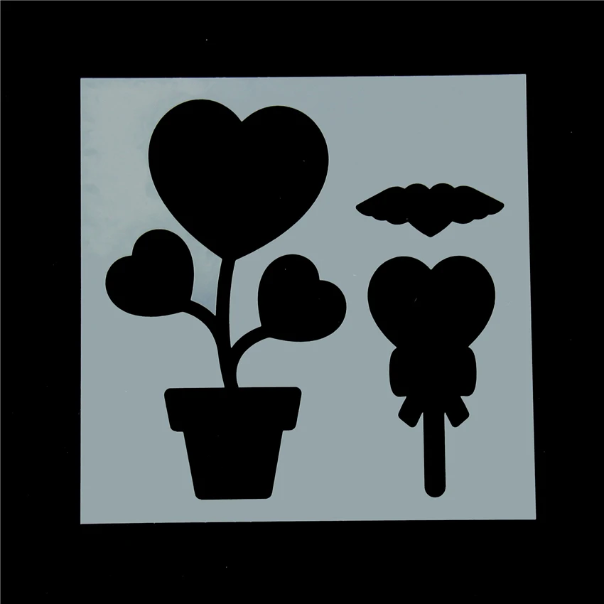 Valentine Hoya Potted Cake Stencil Heart Leaf Baking Mold Frosting