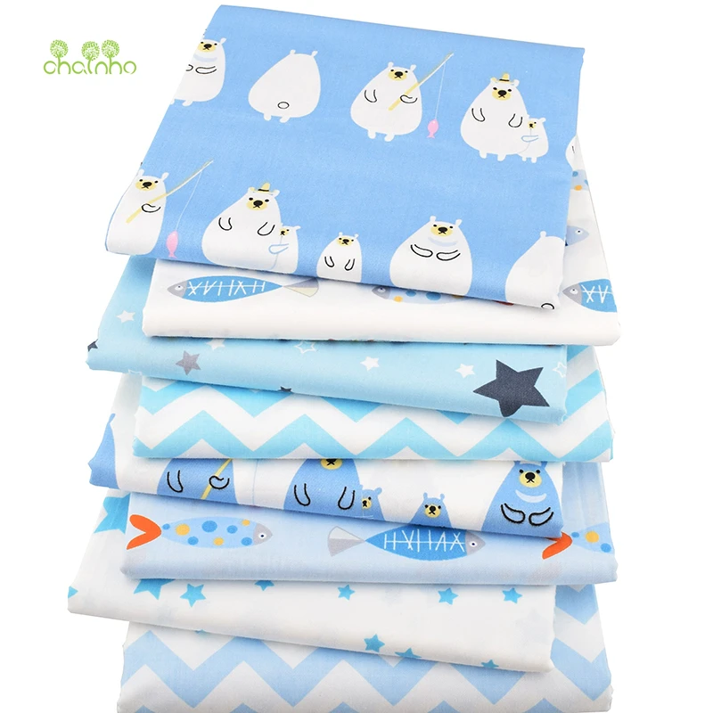 Chainho, 8 шт./партия, мишки, рыбацкая твиловая, хлопковая ткань, Лоскутная Ткань, DIY шитье, стеганое одеяло, жир, материал для малышей и детей