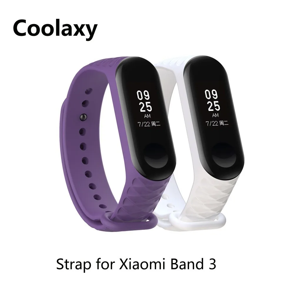 Coolaxy браслет для Xiaomi mi Band 3 ремешок для спортивных часов Силиконовый браслет для Xiaomi mi Band 3 аксессуары браслет mi band 3 ремешок - Цвет: Purple White