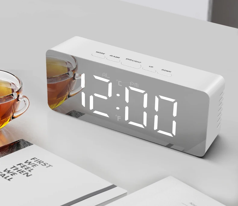 Многофункциональные цифровые настольные часы HD зеркальные электронные настольные часы для дома и офиса квадратный светодиодный дисплей украшение будильник настольные часы