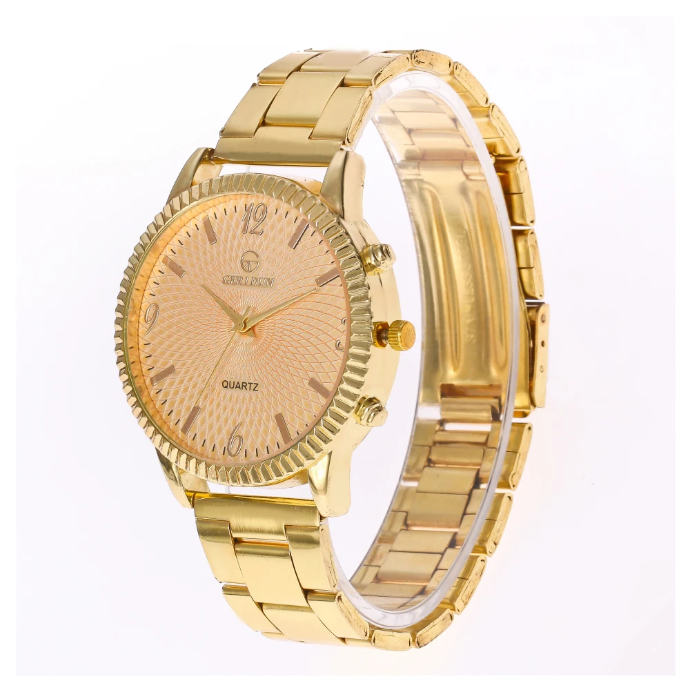 Geruidun часовой бренд Для мужчин наручные часы Для женщин полный Сталь унисекс часы Кварцевые наручные часы Saat erkek КОЛЬ СААТ Reloj Mujer