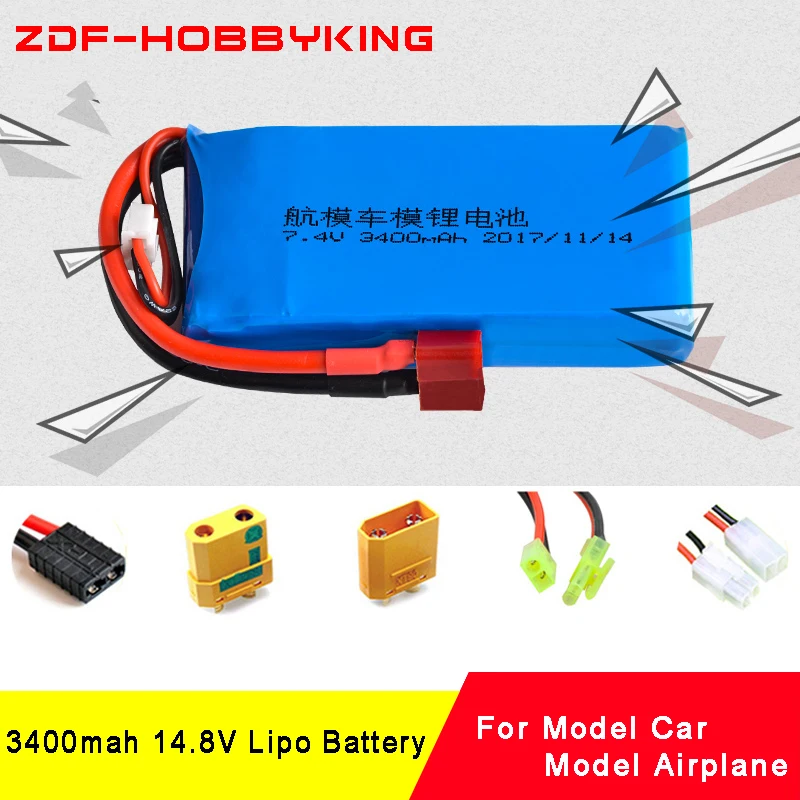 

ZDF RC Lipo Battery Akku 4S 14.8V 3400mAh 20C Max 40C for RC Helicopter Airplane Car Quadcopter Boat Race Drone