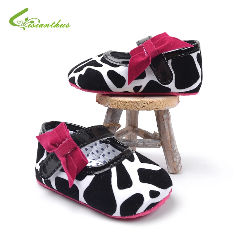 Baby Girl Princess Shoes Infant Bowknot PU Leather First Walkers Classic Black and White Fashion Baby Footwear Free Shipping