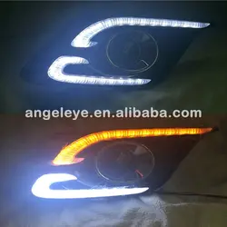 LED DRL Дневные Бег свет для Mazda 3 Axela 2013-2015 год с желтым поворота света v2