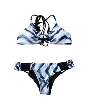 

Free Shipping Alluring Sexy Strappy Geometrical Bikini Set For Women 4F4514