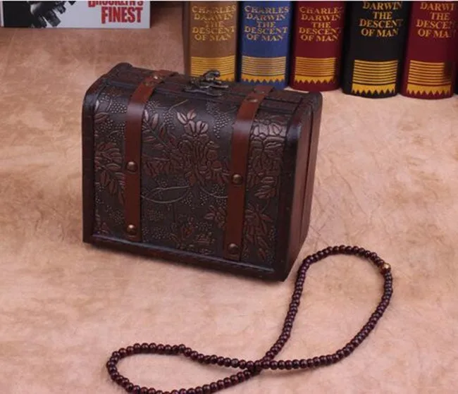 15 * 11.5 * 7.5 cm Vintage wooden jewelry box storage box antique  Organizer Wooden storage box