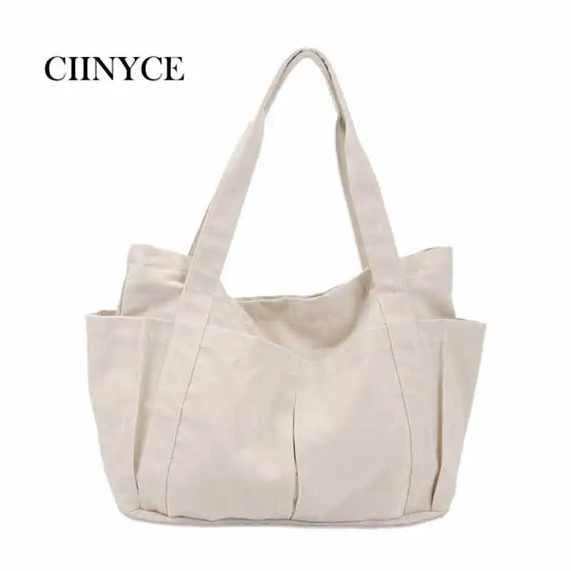 

Women Bags Large Shopping Shoulder Canvas Handbags Black Bucket Totes Casual Ladies Day Clutches Bags Soft Cotton Travel Bolsa