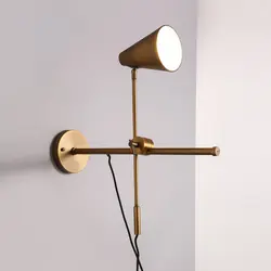 Винтажный медный Лофт светодиодный настенные светильники промышленные лампы рука может вращаться для украшения для спальни кабинет
