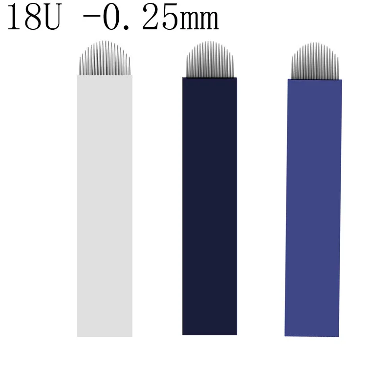 

0.25mm 18U Microblading Blade FLEXIBLE Permanent Makeup 3D Eyebrow Tattoo Microblading Mixed 18U Needles Black Blue White