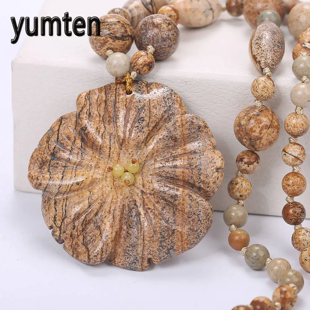 

Yumten Popular Pendant Women Accessories Flowers Picture Stone Necklace Fashion Fine Clavicle Chain Warcraft Wholesale 5 PCS