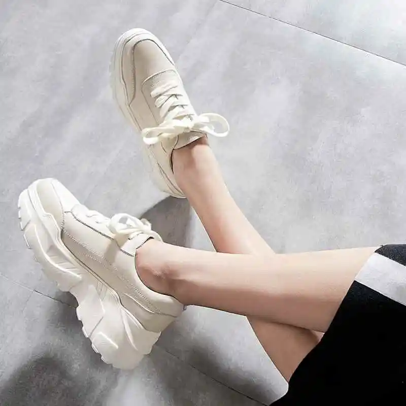 Krazing pot 2020 full grain leather platform streetwear superstar lace up round toe white sneakers leisure vulcanized shoes L97