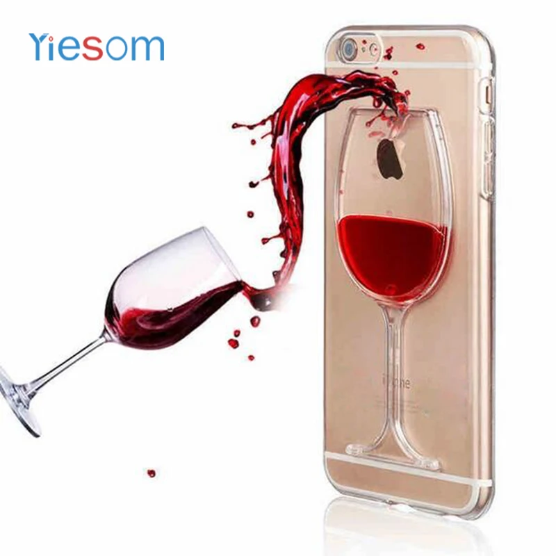 

Phone Cases For iPhone XS X 8 7 6 Cover Liquid Quicksand Red Wine Transparent PC Hard Case For iPhone 8 7 6 6S Plus X XS Coque