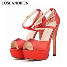 Sandal Ladies Shoes Women High Heels Sandals Girls Fashion Sexy Cut-outs Summer Platform Pumps Black 14cm Thin Heel NLK-B0073