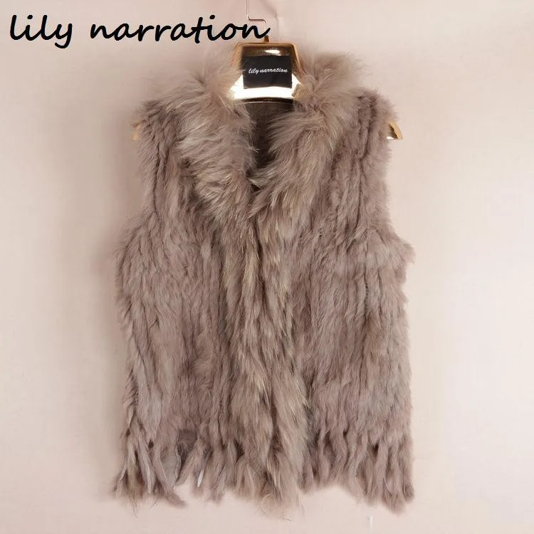 HSPL Fur Vest Real Rabbit Women Gilet With Fur Trimming Tassels Female Waistcoat Lady Real Fur Gilet Colete Feminino De Inverno long down puffer coat