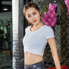 UVINI быстросохнущая женская укороченная бесшовная топ с коротким рукавом женские топы спортивные спортивная одежда для женщин Спортивная Женская Сексуальная рубашка