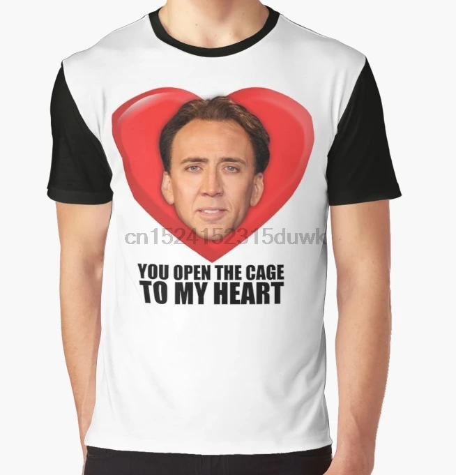 

All Over Print T-Shirt Men Funy tshirt Nicolas Cage You Open the Cage to My Heart Graphic Tops Tee women t shirt