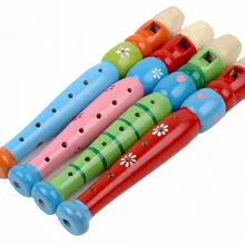 Детские 6 отверстий Красочные мультфильм хорошо разработанный Reedpipe Piccolo деревянные музыкальные инструменты труба Buglet Hooter Bugle обучающая игрушка